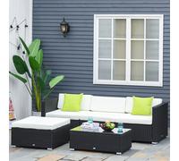 Outsunny 5 Pieces Rattan Sofa Set Wicker Sectional Cushion Patio In Black Black