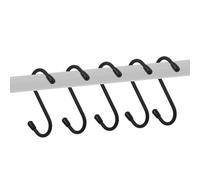 (5PC 'S' HOOKS - BLACK) LIVIVO Kitchen Saucepan Lid Hooks Tool Utensils Holder Hanging Rail Rack Wall Mounted