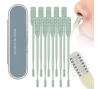 5pc Sightfelt Nasal Hair Cutter,2025 New Double Sided Nose Hair Knife,Nostril Hair Remover Tool,Rotating Nose Hair Trimmer,Trimmer for Men, Women, Soft Cleaning Brush (Green-10Pcs)