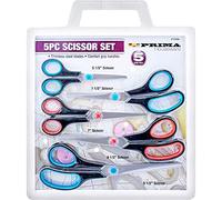 5Pc Stainless Steel Scissor Set - Kitchen Sewing, Household Crafts, Multi Purpose | Sharp Stainless Steel Blades, with Soft Handles, Multifunctional Scissors Set