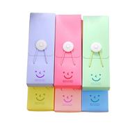 5pc - Student Creative Plastic Stationery Box Candy Color Cute Smile Pencil Box, Blue, average size