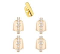 5PC Teeth Grillz Set Gold Plated Silver Grills for Your Teeth Punk Rhinestones Cross Grillz Hollow Out Heart Star tooth cap Hip-Hop Jewelry Gift for Women Men, Gold, Precious Metal, Goldstone