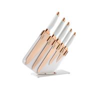5pc Tower Kitchen Knife Set With Knife Block Rose Gold
