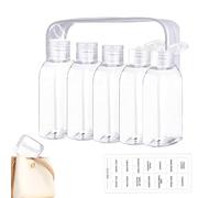 5PC Travel Bottles for Toiletries, 100ml Transparent Leakproof Travel Bottle Set, Refillable Liquid Containers with Labels & Storage Bag, Portable Trip Bottle, for Lotion Shampoo Conditioner