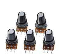 5pc WH148 1K 10K 20K 50K 100K 500K Ohm 15mm 3 Pin Linear Taper Rotary Potentiometer Resistor with AG2 White Cap(1M)