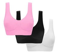 5PC Women Sports Bra for Large Breasts Ultra-Thin Full Cup Yoga Bra Solid New Seamless Sports Style Crop Tops Vest Comfort Stretch Bras Shapewear (3 PC, 4XL)