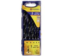 5Pc Wood Drill Bit Set Hex Shank Auger 4mm 5mm 6mm 8mm 10mm Sds In Carry Case