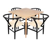 5pc Wooden Wishbone Dining Set - 90cm x 90cm - Black/Natural Nicholas Winter Black One Size
