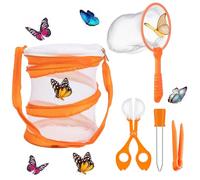 5Pce Butterfly Kits, Stick Insect Enclosure, Butterfly Net, Butterfly Garden Kit, Mini Insect Reproduction Mesh for Kids Insects Catching Science Education(orange)