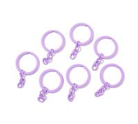 5pcs 1.18 Inch/30mm Alloy Split Keyrings with Chain Candy Color Keychain Ring, Metal Key Chains Rings Parts Connector for DIY Art Crafts Keys Link Accessories (Purple)
