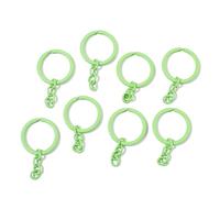 5pcs 1.18 Inch/30mm Alloy Split Keyrings with Chain Candy Color Keychain Ring, Metal Key Chains Rings Parts Connector for DIY Art Crafts Keys Link Accessories (Green)