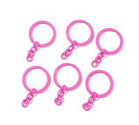 5pcs 1.18 Inch/30mm Alloy Split Keyrings with Chain Candy Color Keychain Ring, Metal Key Chains Rings Parts Connector for DIY Art Crafts Keys Link Accessories (Rose Red)