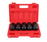 5Pcs 1/2 Inch Drive Hub Nut Hex Socket Set Garage Tools 30mm 32mm 34mm 35mm 36mm Black Red Case Heavy Duty Impact Quality Suitable for High-Torque Applications