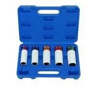 5pcs 1/2-Inch Drive Lug Nut Impact Socket Set,15mm, 17mm, 19mm, 21mm, 22mm | Wheel Socket Set,Thin Wall Deep Reach Metric Impact Driver Sock-et Sets for Car Repair