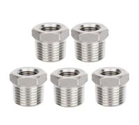 5pcs 1/2" NPT Male to 1/4" NPT Female Hex Bushing Reducers, Stainless Steel Hex Bushing Reducer Heavy-Duty Pipe Fitting Adapter for Plumbing & Hydraulic Applications