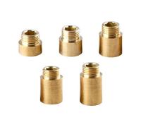 5Pcs 1/2inch Thread Brass Connector Water Pipe Adapter Fittings Extended Butt Joint Brass Tap Extension Connector for Drinking Water Heating Install