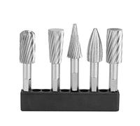 5Pcs 1/4inch Hex Shank High Speed Steel Burrs Rotary Files, Single Cut Rotary Burr Set, Professional Carving Tools for Aluminum and Iron Hardware with Various Shapes, Durable and H