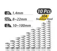 5Pcs 1.4mm Diameter Wire 304 Stainless Steel Spring Compression Springs 17mm, 18mm, 20mm, 22mm OD For Machinery Pressure Release Durable(10mm,17mm)