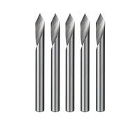 5Pcs 1/8 20 Degree Single Flute Tungsten Steel Milling Cutter Bit V Groove Engraving Tool Flat Bottom CNC Spiral Router Bits
