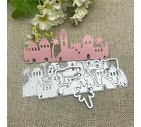 5Pcs 10.1x17cm House Castle Metal Cutting Dies Mold Label Tag Scrapbook Paper Card Making Craft,Craft Making Supplies