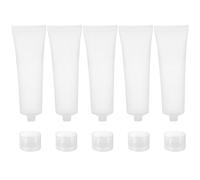 5pcs 100ml Refillable Bottles for Shampoo, Lotion and Toner | White Pvc and Pp, 30ml Spare Size Included, for Sports and Travel Storage Random Style