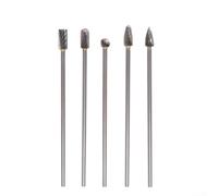 5pcs 100mm Long Single Cut Solid Carbide Burr Set for Rotary Tools and Dremel, 3mm Shank Milling, Engraving and Grinding Bits for Metalworking, Wood Carving and Jewelry Making