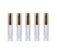 5Pcs 10ml Empty Lip Gloss Tube with Wand Refillable Clear Plastic Lip Balm Containers Bottles Lipstick Sample Containers with Gold Cap and Rubber Stoppers for DIY Lip Gloss Lip Balm and Makeup Samples