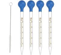 5pcs 10ml Glass Pipettes Dropper,Lab Graduated Dropper for Liquid Essential Oil, Glass Transfer Pipette with Rubber Bulb and Cleaning Brush