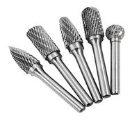 5pcs, 10mm Tungsten Carbide Rotary Burr Set 6mm Shank, Double Cut Carbide Steel Rotary Point Burr Carving Bit Set Tool