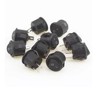 5pcs/10pcs 16mm Diameter Small Round Boat Rocker Switches Black Mini White Red 2 Pin ON-OFF(Black 10PCS)