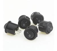 5pcs/10pcs 16mm Diameter Small Round Boat Rocker Switches Black Mini White Red 2 Pin ON-OFF(Black 5PCS)