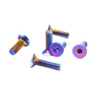 5pcs-10pcs GR2 Titanium Screw DIN7991 M3 M4 M5 M6 Colourful Titanium Key Flat Hex Countersunk Head Screw(M4 5PCS,12mm)