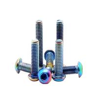 5pcs-10pcs ISO7380 M2.5 M3 M4 M5 M6 Titanium Screw TA2 Rainbow Colourful Round Button Head Hexagon Screw(M3X6 10pcs)
