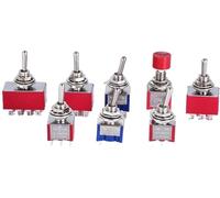 5pcs 10pcs MTS-102 103 MTS-202 203 Toggle Switch 6A 125VAC on on SPDT 6mm Mini Switch DPDT on off on Cap(Red MTS-403,5pcs)