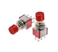 5PCS 10PCS PS-202 6MM 6Pin SPDT DPDT momentary button switch 2A 250VAC 5A 120VAC toggle switch with red cover(5PCS)