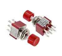 5PCS 10PCS PS-202 6mm 6Pin SPDT DPDT Momentary Push Button Switch 2A 250VAC 5A 120VAC Toggle With Red Cap(5PCS)