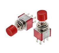 5PCS 10PCS PS-202 6MM 6Pin SPDT DPDT Momentary Push Button Switch 2A 250VAC 5A 120VAC Toggle With Red Cap(10PCS)