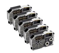5Pcs 10Pcs XR12WE Compatible Label Tape Ribbon For KL-60 KL-100 Label Printer Works With XR-12WE XR-12YW XR-9WE XR-9YW 9mm 12mm Tapes(5PK Gold on Black)