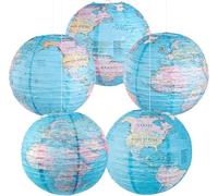 5PCS 12'' Globe Decor Travel Decor World Map for Classroom Hanging Paper Lantern History Social Studies Classroom Decorations (5PCS-Globe)