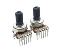 5PCS 121 Type Double Vertical B10K B50K B103 B503 Potentiometer 6-Pin Flower Shaft Length 10mm(10K Ohm)
