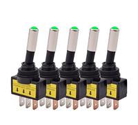 5pcs 12mm Auto Car Illuminated Toggle Switch ASW-15D SPST 2 Position 3pin ON Off 12V 24V DC LED (Color : 3, Size : 24V)(2,12V)