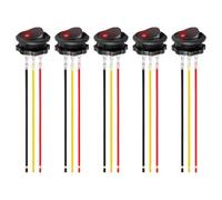 5pcs 12V 20A Illuminates Round Toggle Switches With Attaches Wire Electrical For Automotive & Marine Use Household Appliance