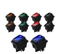 5PCS 12V 220V 4PIN KCD4 Waterproof And Oil Proof Latching Switch Four Feet ON OFF Red Green With Lights Rocker Power Switch LED(4PIN BLACK 220V,100PCS)
