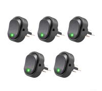 5Pcs 12V 30A LED Rocker Toggle Switch, Waterproof LED Illuminated Rocker Toggle Switch, For Cars Motorcycles Boats Automotive (Green)