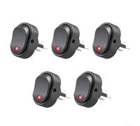 5Pcs 12V 30A LED Rocker Toggle Switch, Waterproof LED Illuminated Rocker Toggle Switch, For Cars Motorcycles Boats Automotive (Red)