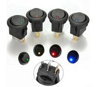 5PCS 12V On Off Round Rocker Switch with Built-in LED for Vehicle Boat Dashboard Use Supporting Up to 20A Load Capacity (blue)