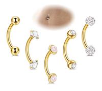 5PCS 14G 316L Stainless Steel Small Belly Button Rings for Women Girls Tiny Simple Internally Threaded Navel Rings Hypoallergenic Petite CZ Opal Eyebrow Lip Daith Rook Piercing Jewelry 6-16MM