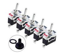 5pcs 15A 250V ON/OFF SPST 2Pin Heavy Duty Rocker Switch Car Boat Rocker Toggle Switch With Waterproof Boot IDGTTLDF