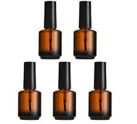 5PCS 15ML/0.5oz Amber Empty Nail Polish Bottles Round Glass Nail Polish Bottles with Brush and Black Cap Nail Polish Sample Container Vial Jar for Nail Art