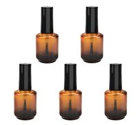 5PCS 15ml/0.5oz Empty Round Amber Glass Nail Polish Bottle Jars with Black Brush Cap Sample Container Vial Jar Pot for Nail Art Sample